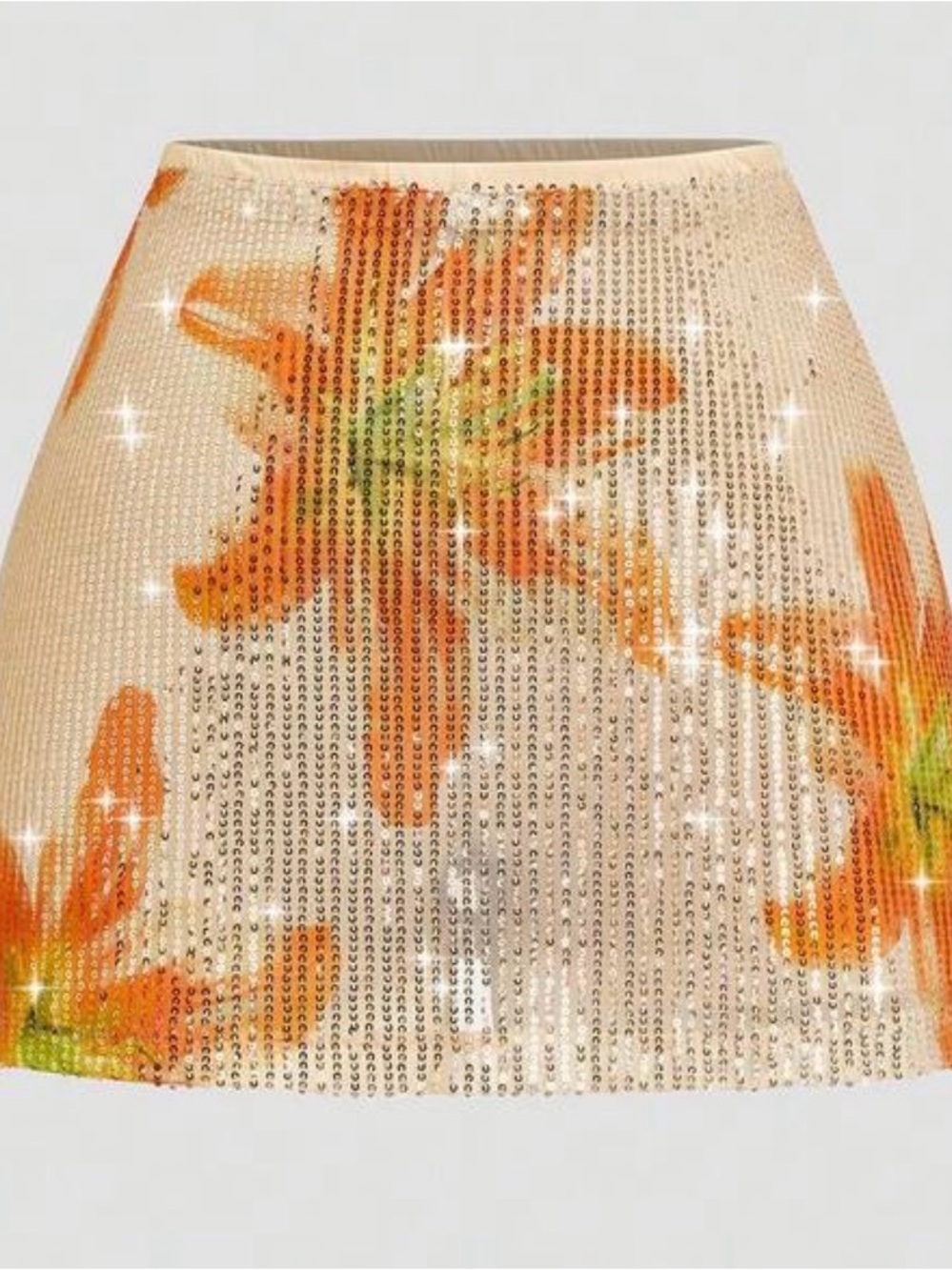 Sequin Floral Mini Skirt in Peach Floral
